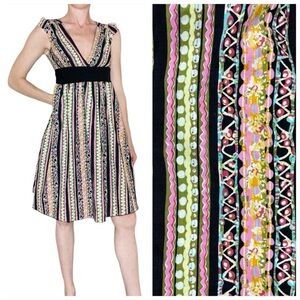 Retro Y2K Abstract Colorful Striped Abstract Printed Mini Dress